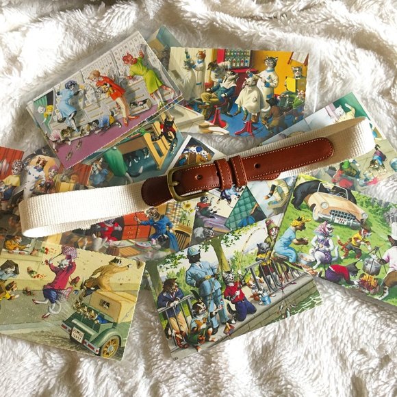 Vintage Authentic Coach Natural Linen and Leather Belt - Picture 3 of 11